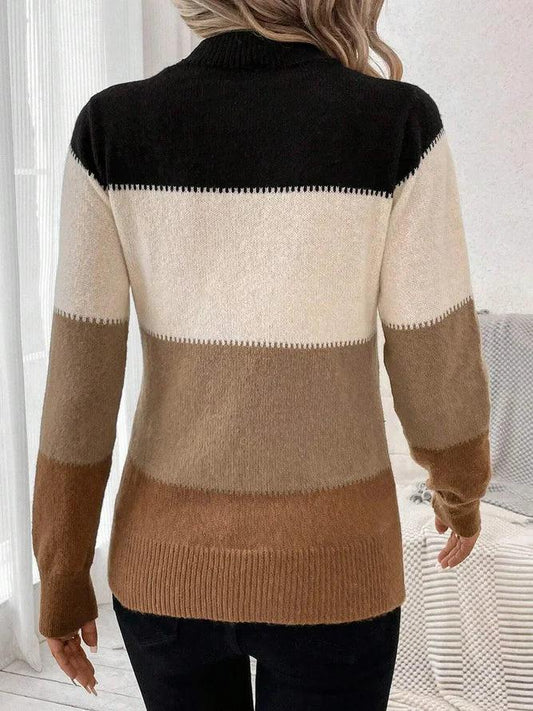 Beliebter Color Block Langarmpullover