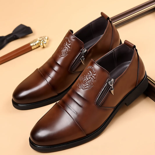 Italienische handgeprägtes Leder-Stiefeletten mit Reißverschluss