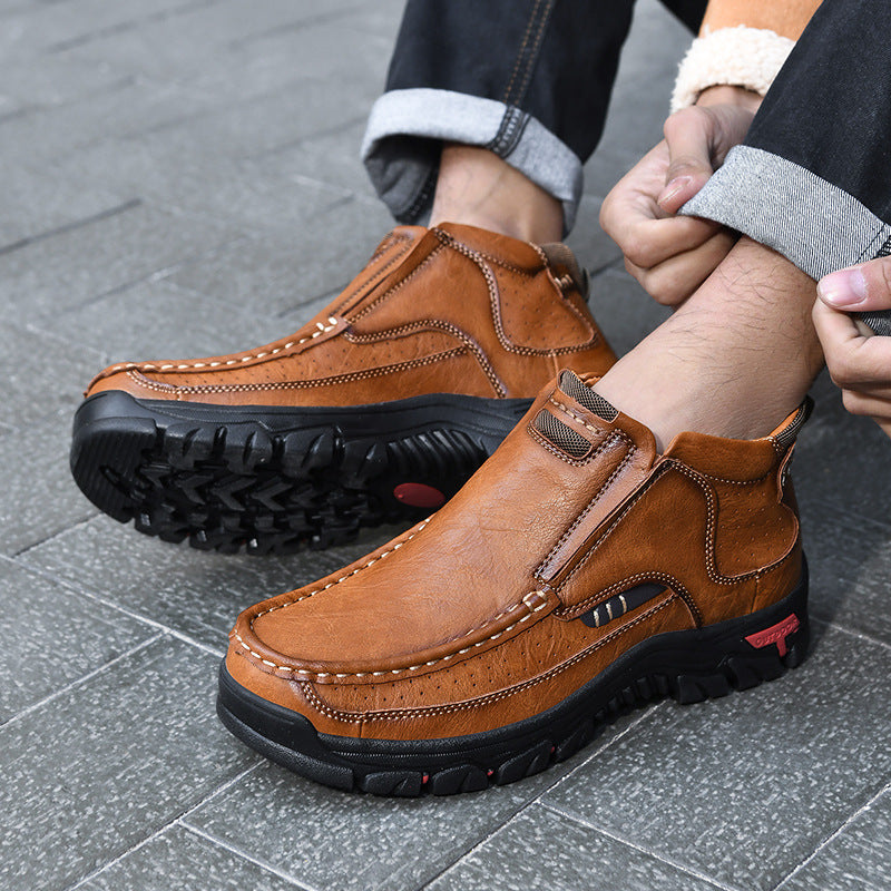 Herren Handgefertigte Leder Wasserdichte Rutschfeste Orthopädische Stiefeletten