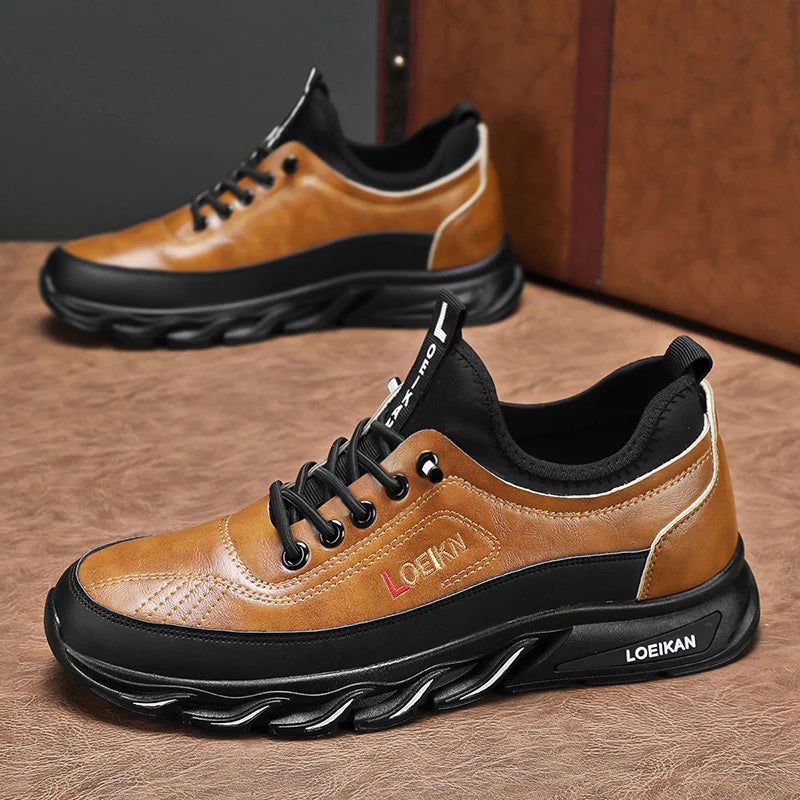 Herren Freizeit Orthopädische Wanderschuhe – Durchtrittfest, Antikollision, Rutschfest mit Fußgewölbestütze aus Leder, Outdoor Sportschuhe für jedes Gelände