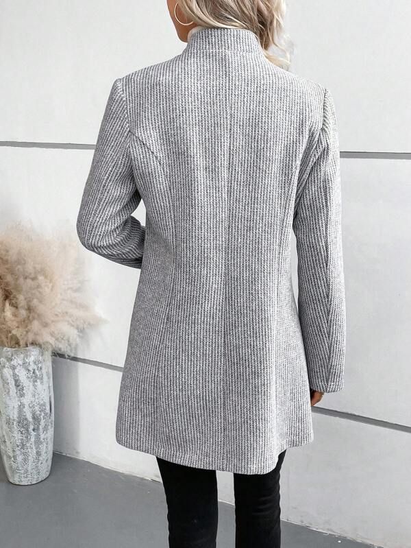 Elegante Kragenlose Langarm-Oberbekleidung