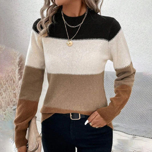 Beliebter Color Block Langarmpullover