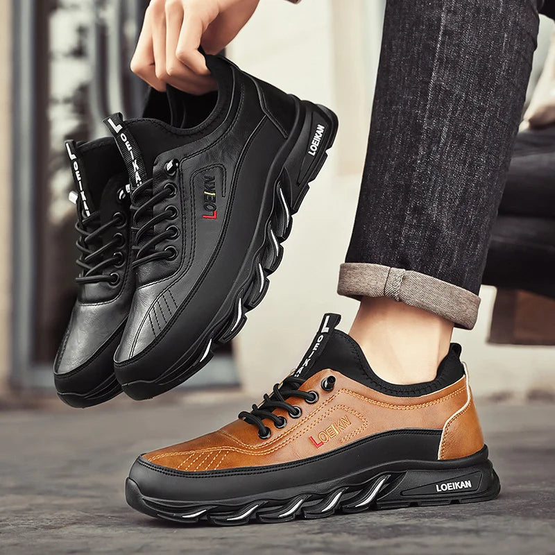 Herren Freizeit Orthopädische Wanderschuhe – Durchtrittfest, Antikollision, Rutschfest mit Fußgewölbestütze aus Leder, Outdoor Sportschuhe für jedes Gelände