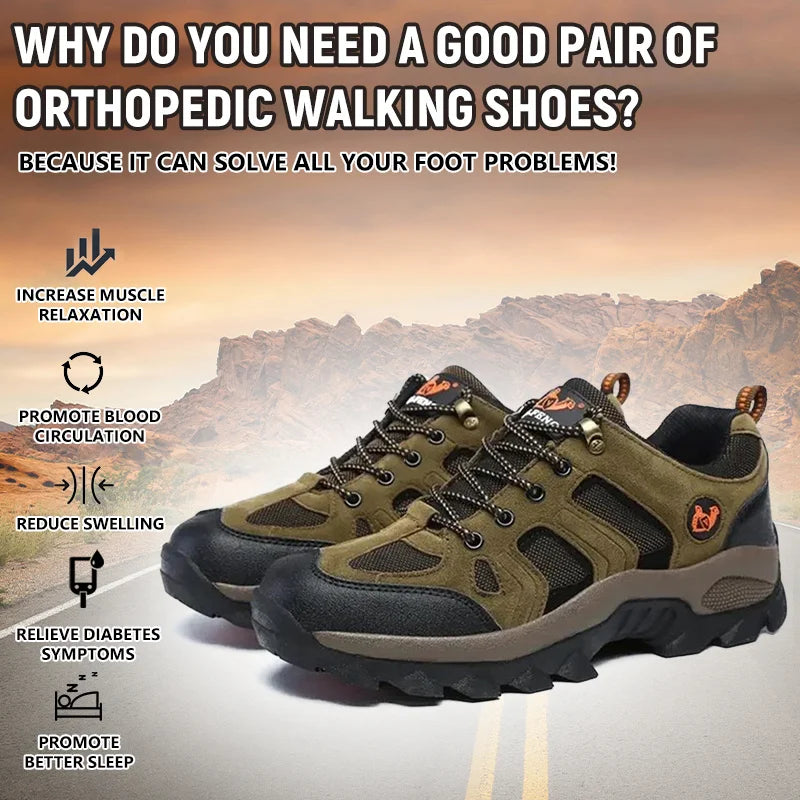 Herren Komfort-Orthopädie-Gehschuhe aus echtem Leder