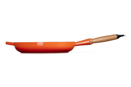 Cast Iron Frying Pan with Wooden Handle