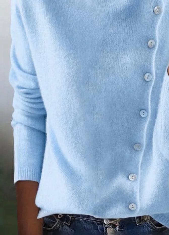 Blauer Langarm-Pullover (uni)