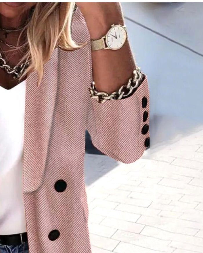 Beliebter schlichter Blazer mit Revers und langen Ärmeln