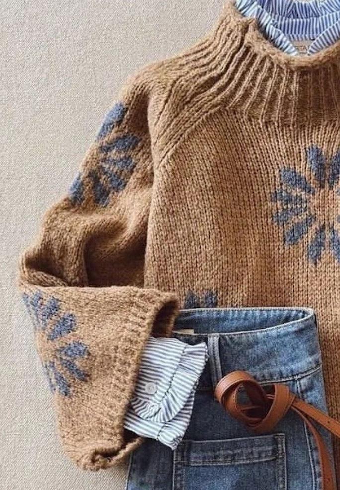 Retro Brauner Rollkragenpullover Langarm