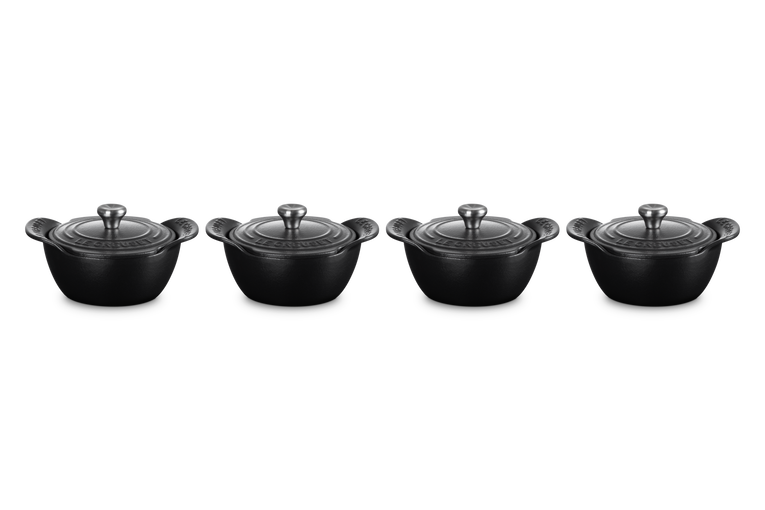 Cast Iron Gourmand Set of 4 Mini Casseroles with Lids