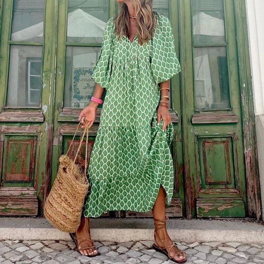 Böhmisches Schönheits Maxikleid in Grün