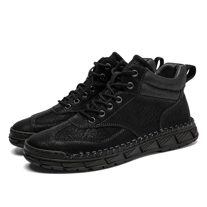 Herren Handgefertigte Lederstiefel Motorradstiefel