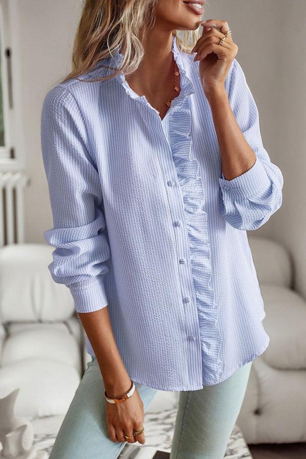 Blaues Langarmshirt mit Aufdruck