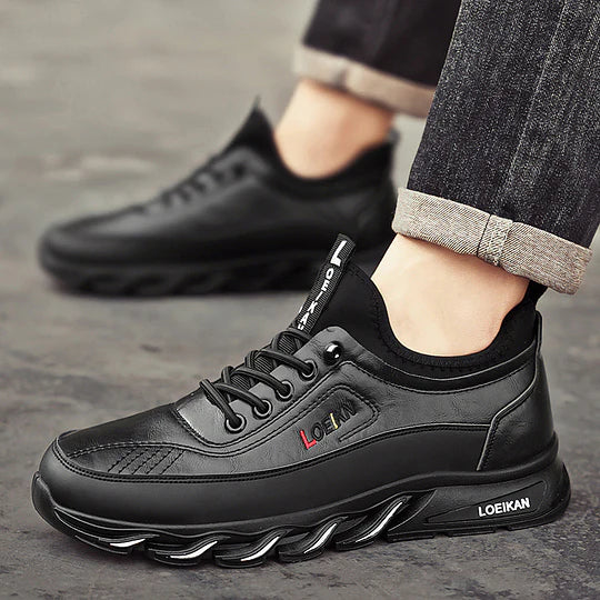 Herren Freizeit Orthopädische Wanderschuhe – Durchtrittfest, Antikollision, Rutschfest mit Fußgewölbestütze aus Leder, Outdoor Sportschuhe für jedes Gelände