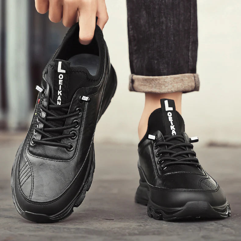 Herren Freizeit Orthopädische Wanderschuhe – Durchtrittfest, Antikollision, Rutschfest mit Fußgewölbestütze aus Leder, Outdoor Sportschuhe für jedes Gelände