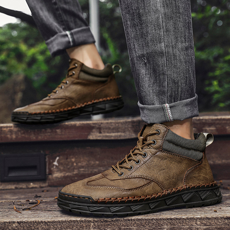 Herren Handgefertigte Lederstiefel Motorradstiefel