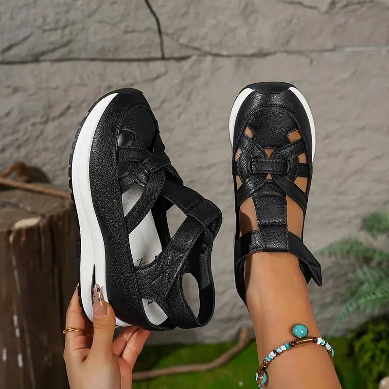 Damen-Sandalen – Weich, verstellbar, Klettverschluss, bequeme Passform für breite und schmale Füße