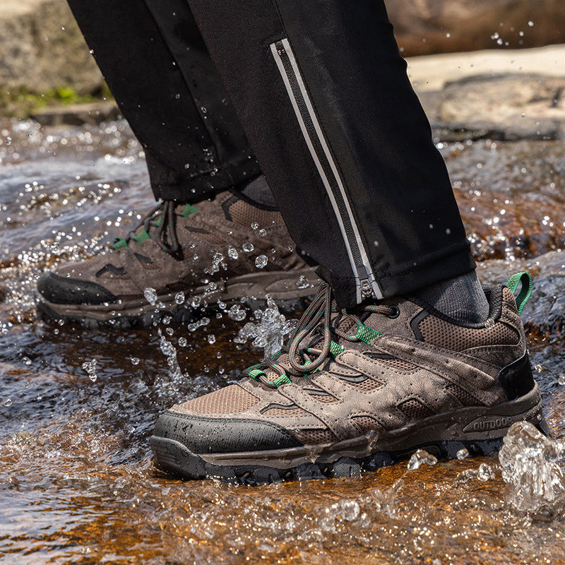 Herren Outdoor Wanderschuhe – Atmungsaktive, wasserdichte Halbschuhe mit rutschfester Traktion, abriebfester Konstruktion & orthopädischer Zehenfreiheit mit Fußgewölbestütze