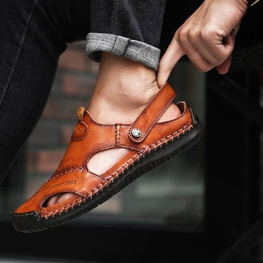 Große Weiche Herren-Outdoor-Sandalen aus Leder, Atmungsaktiv