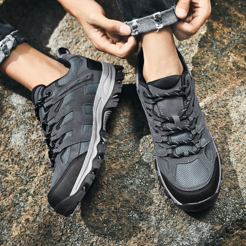 Herren Outdoor Wanderschuhe – Atmungsaktive, wasserdichte Halbschuhe mit rutschfester Traktion, abriebfester Konstruktion & orthopädischer Zehenfreiheit mit Fußgewölbestütze