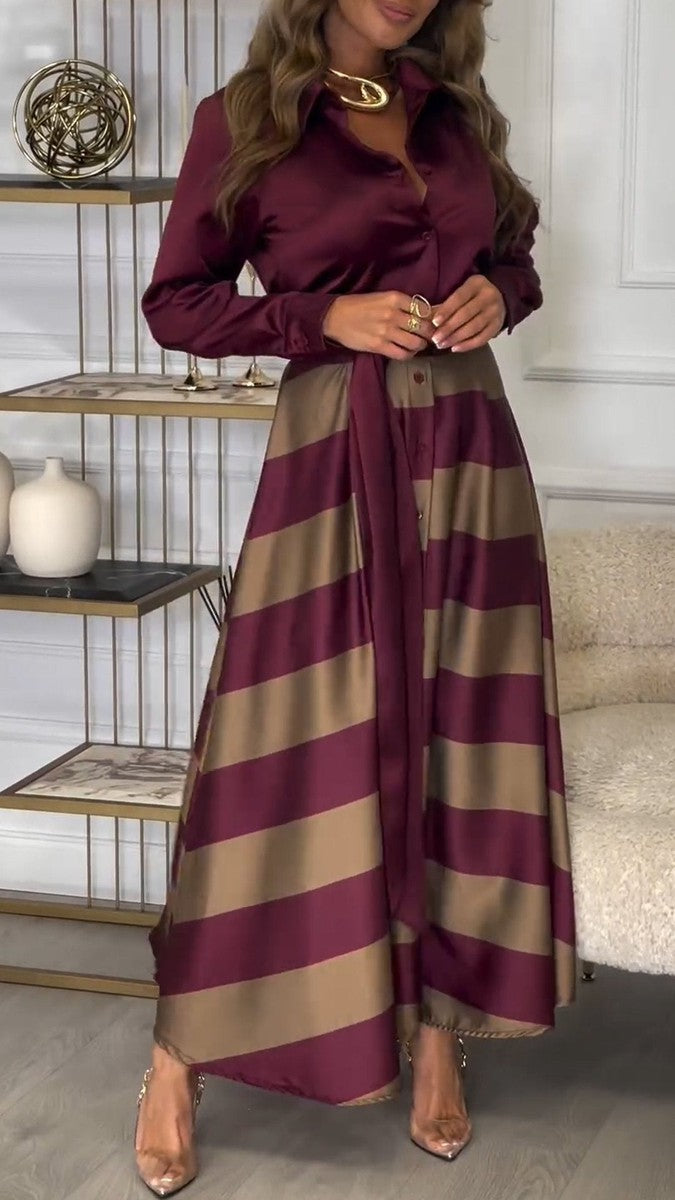 Einzigartiges V-Ausschnitt Langarm Maxikleid