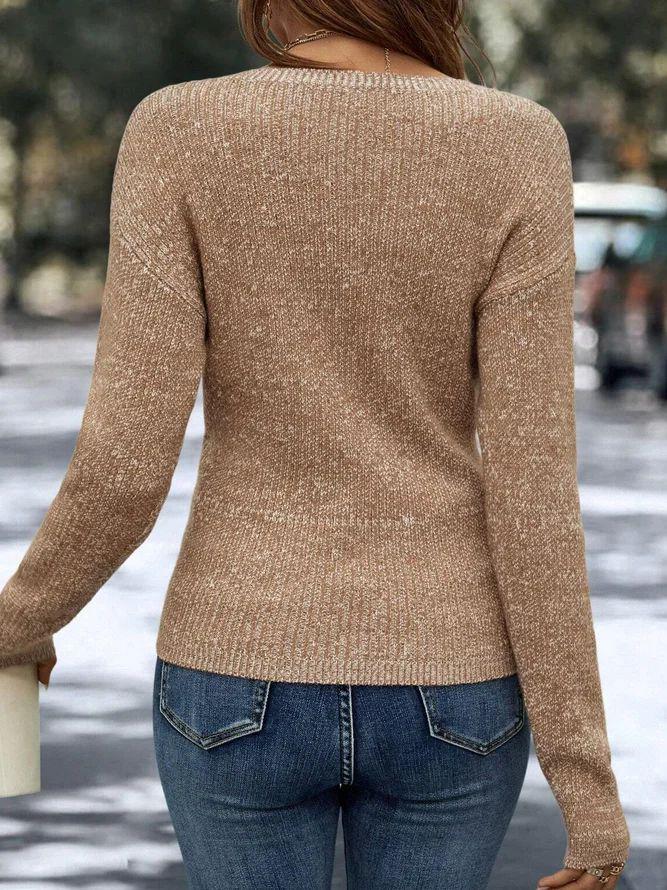 Khakifarbener schlichter V-Pullover