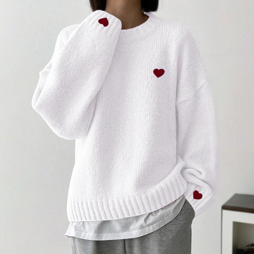 Einfacher Langarm-Pullover in Weiß