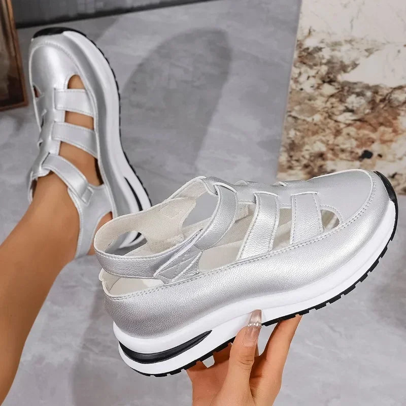 Damen-Sandalen – Weich, verstellbar, Klettverschluss, bequeme Passform für breite und schmale Füße