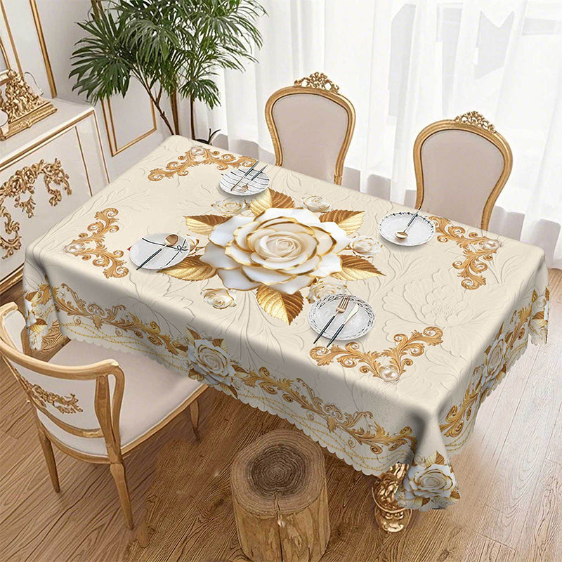Wasserdichte goldene Rosentischdecke