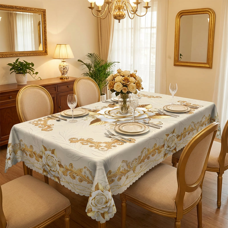 Wasserdichte goldene Rosentischdecke