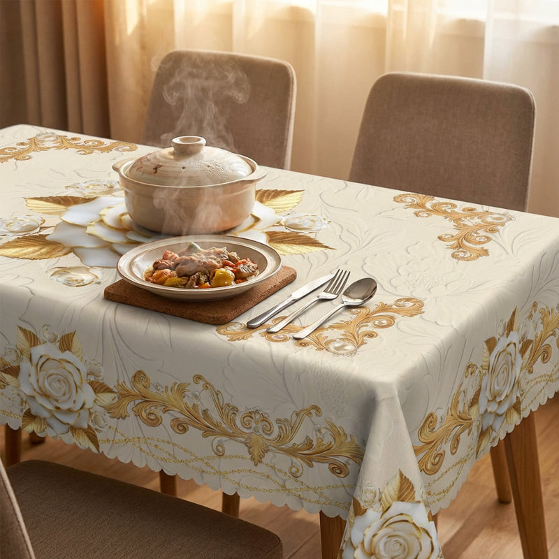 Wasserdichte goldene Rosentischdecke