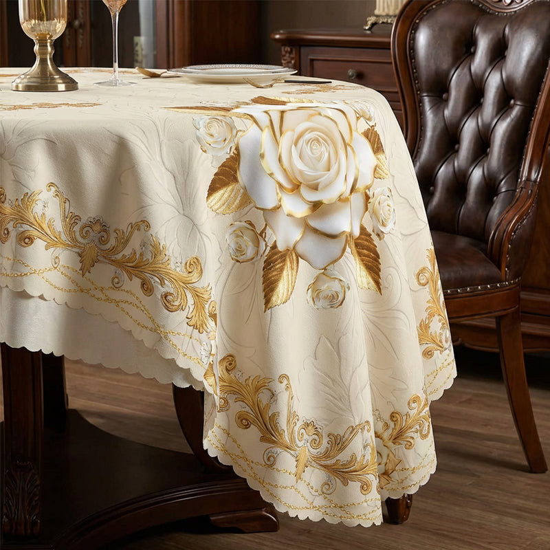 Wasserdichte goldene Rosentischdecke