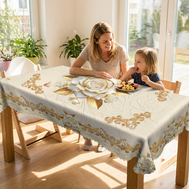 Wasserdichte goldene Rosentischdecke