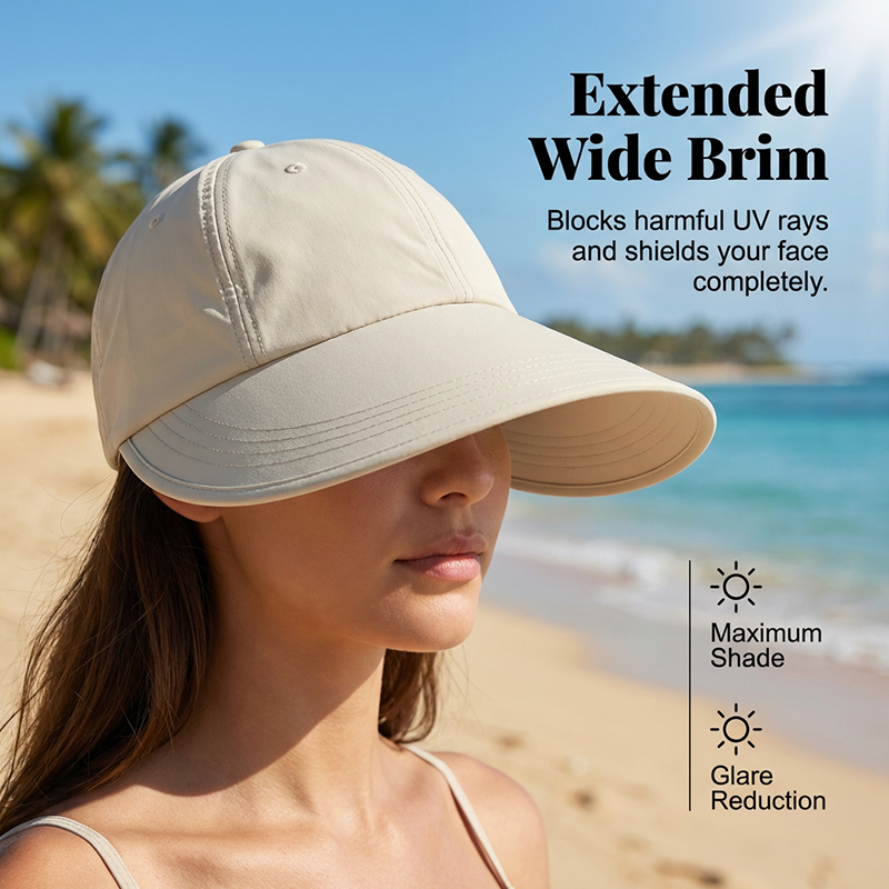 Damen Sonnenhut mit breiter Krempe🌞UV-Schutz, schnelltrocknender Stoff & atmungsaktiver Komfort für Strand & Reise 👒